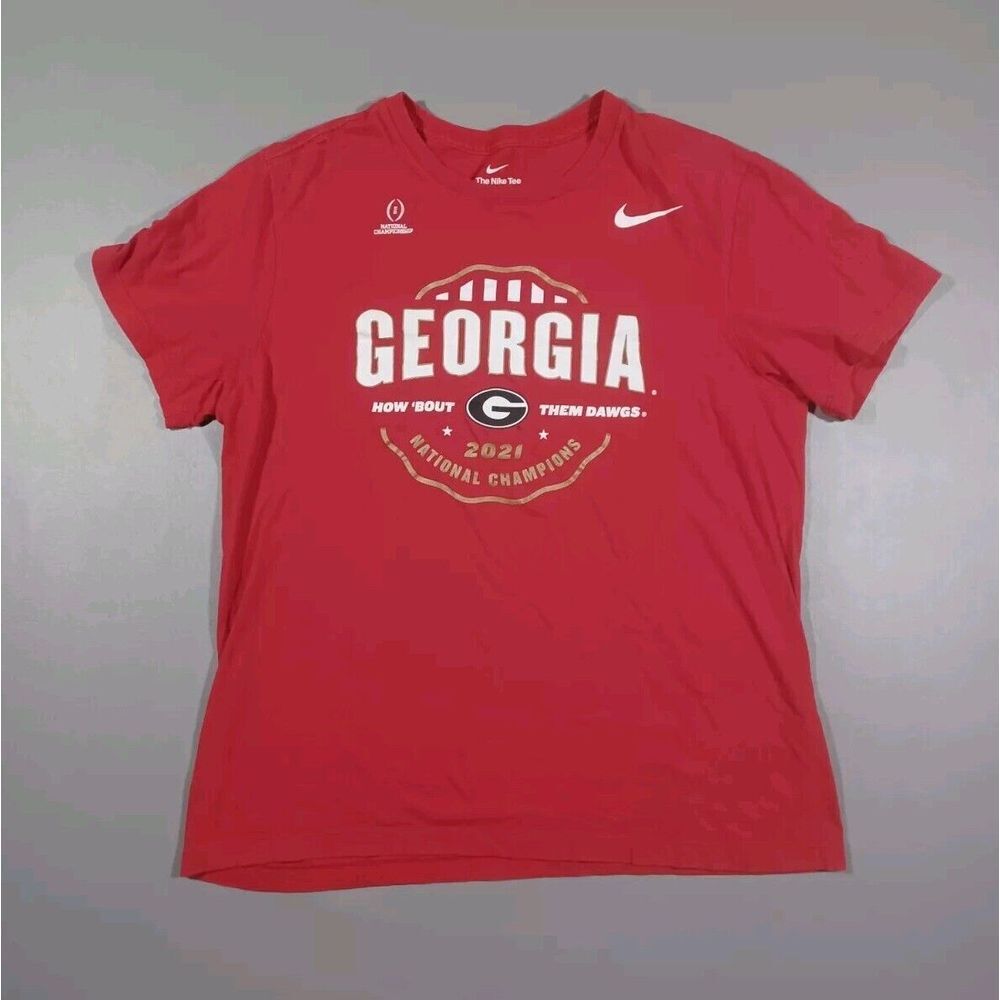 Georgia Bulldogs Shirt Mens M Red Nike Tee 2021 National Champions